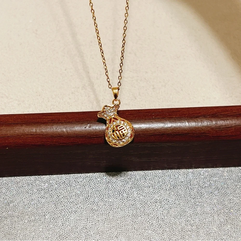 ✨ Good luck”福” bubble money bag Pendant Necklace - Picture 5 of 7